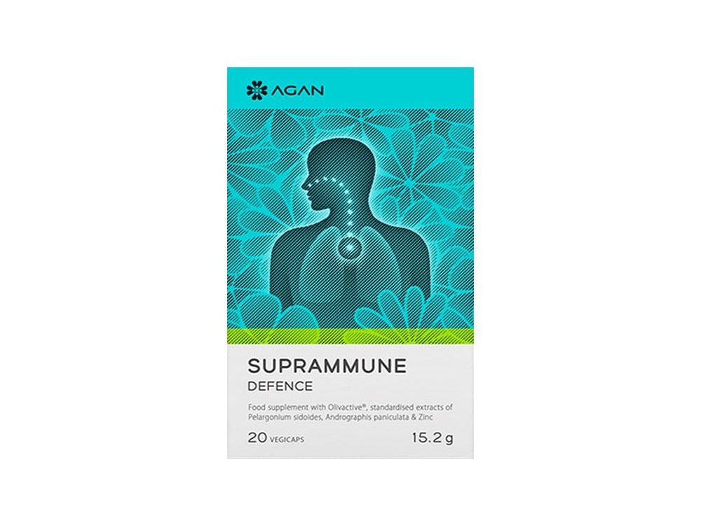 Agan Suprammune Defence Συμπλήρωμα Διατροφής για Αντιμετώπιση Συμπτωμάτων Κρυολογήματος & Ιώσεων, 20vegιcaps