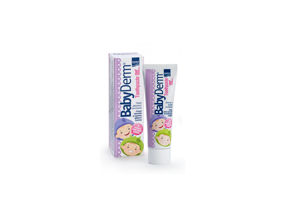 InterMed Babyderm Toothpaste 1000ppm Φθορίου, Παιδική Οδοντόκρεμα με Γεύση Τσιχλόφουσκα, 50ml