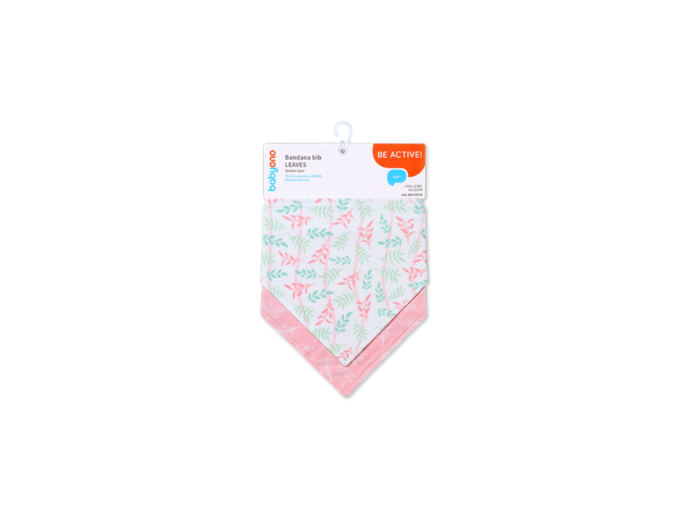 BabyOno Bandana Bib Leaves, Σαλιάρες - Mπαντάνες 0m+, 2 τμχ