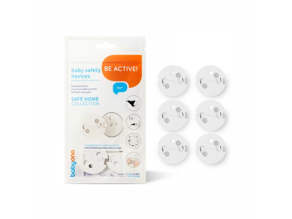 Babyono Electrical Outlet Safety Cover Rotating Cover System, Προστατευτικά για Πρίζες, 6τμχ
