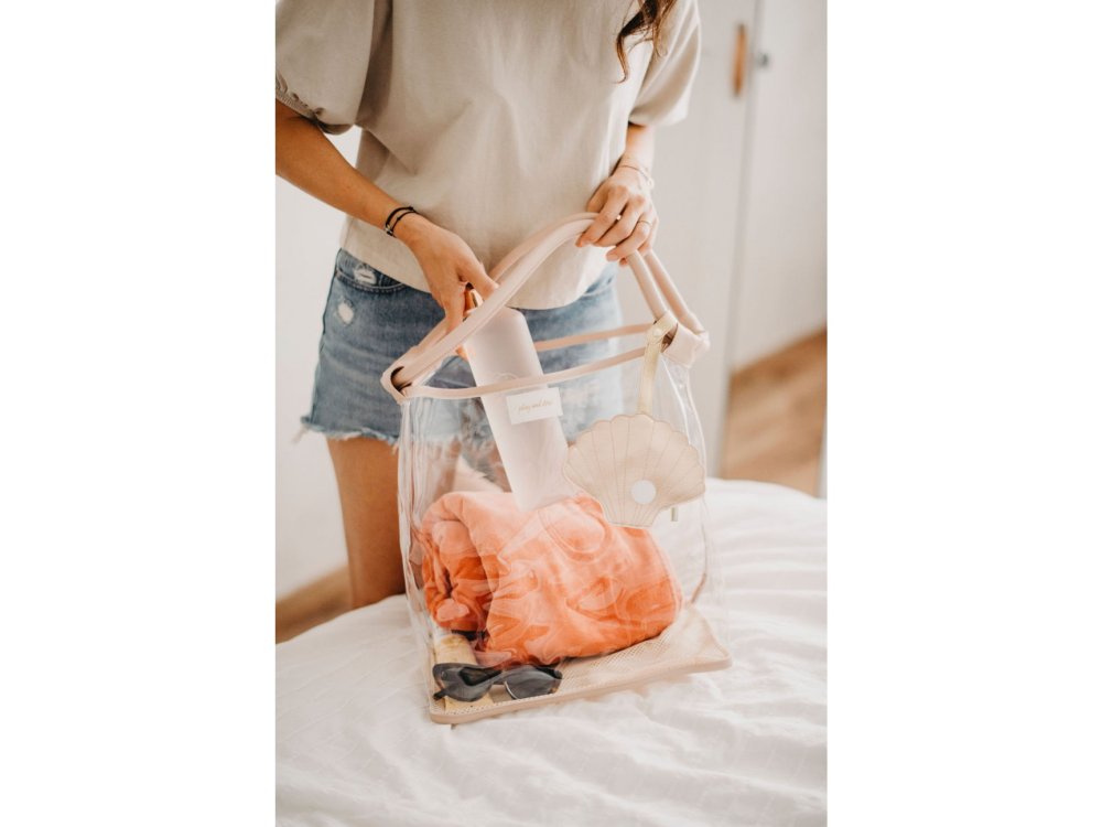 Play and Store Beach Bag Beige, Τσάντα θαλάσσης με δίχτυ, 1τμχ