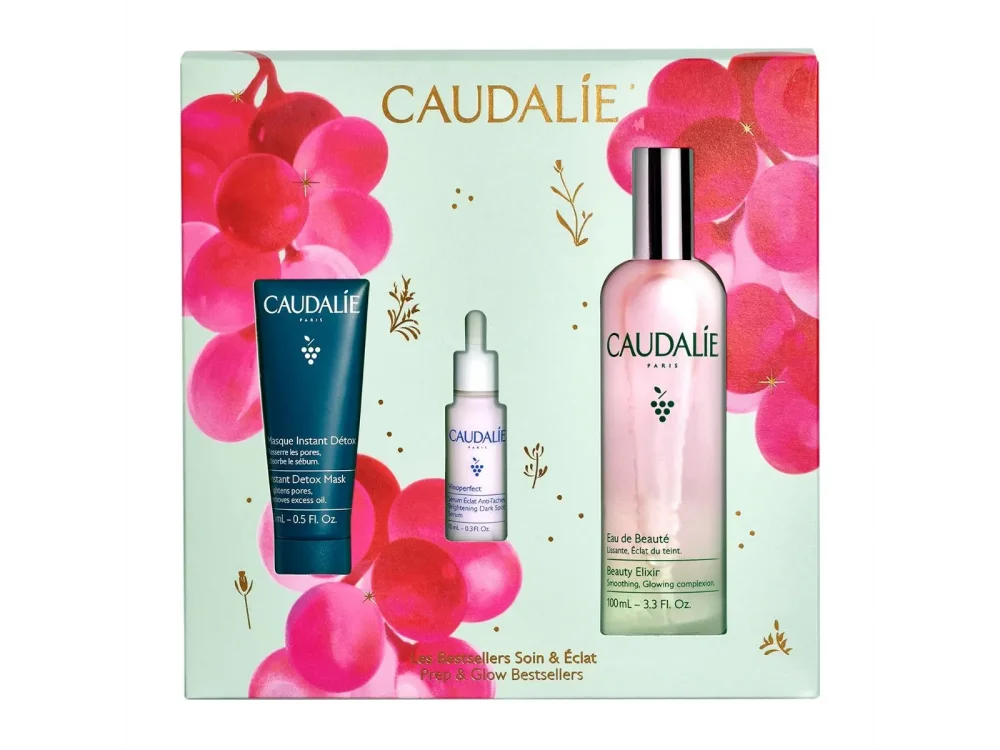 Caudalie X-Mas Pack Prep & Glow Bestsellers Trio Gift Set, Beauty Elixir 100ml & ΔΩΡΟ Ορός κατά των Κηλίδων 10ml & Μάσκα Αποτοξίνωσης 15ml