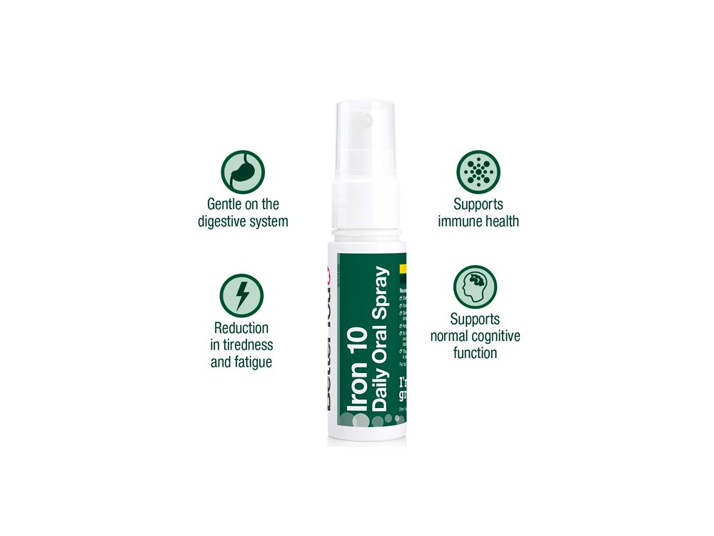 BetterYou Iron 10 Daily Oral Spray 10mg Per Daily Serving Συμπλήρωμα Σιδήρου με Γεύση Ρόδι, 25ml