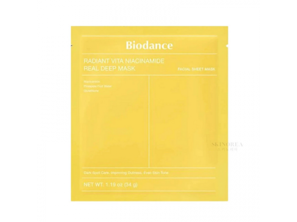 Biodance Radiant Vita Niaciamide Real Deep Mask, Ενυδατική Μάσκα Προσώπου, 34ml