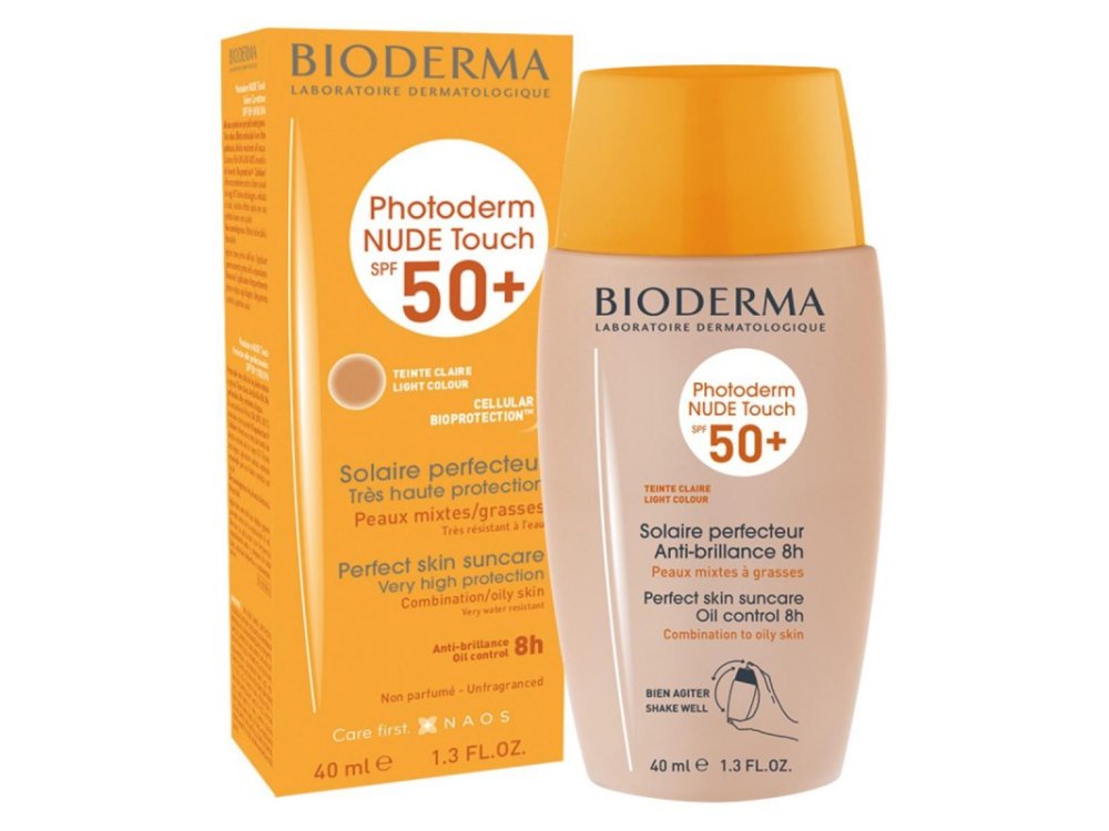 Bioderma Photoderm Nude Touch SPF 50+ Light, Αντηλιακό με Ελαφριά Κάλυψη και Ματ Αποτέλεσμα για Μεικτό προς Λιπαρό Δέρμα, 40ml