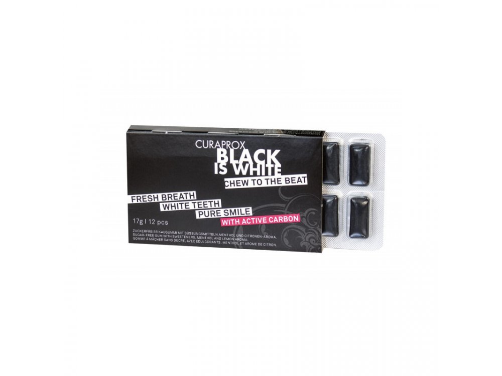 Curaprox Black is White τσίχλα με ενεργό άνθρακα, 1τμχ