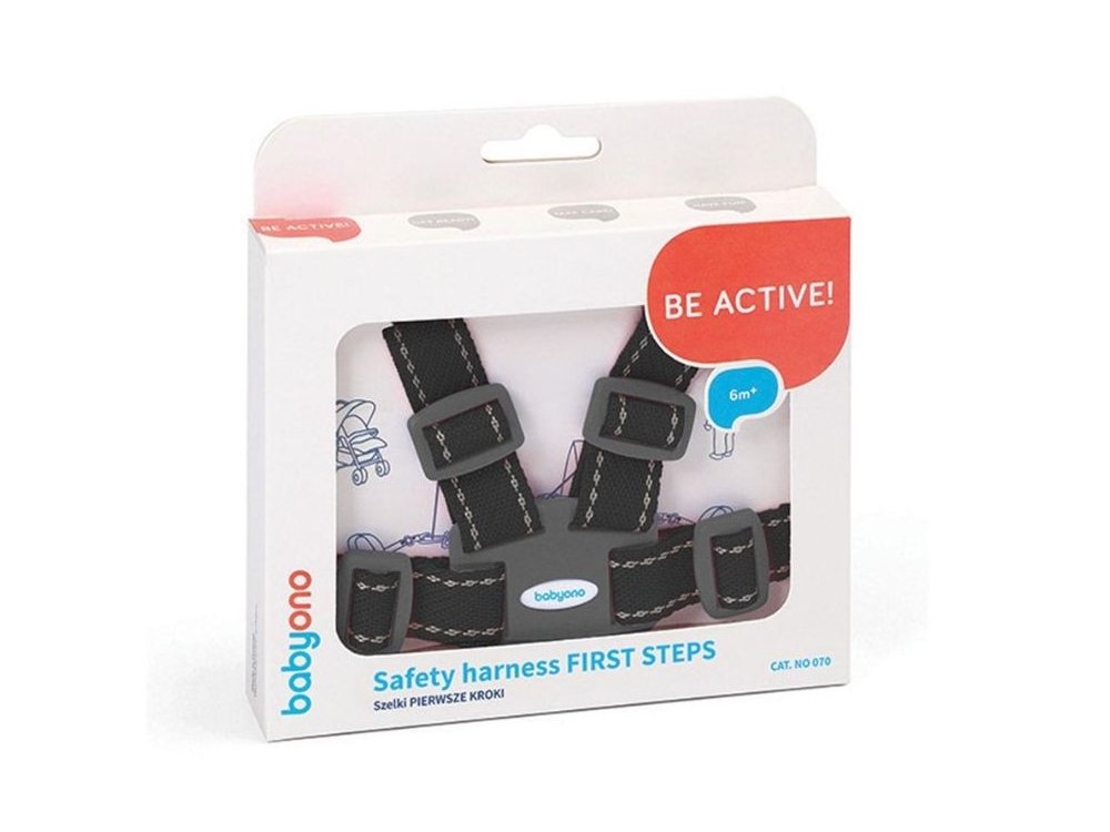 Babyono First Steps, Ζώνη Ασφαλείας με Ιμάντα Μαύρο, 1τμχ