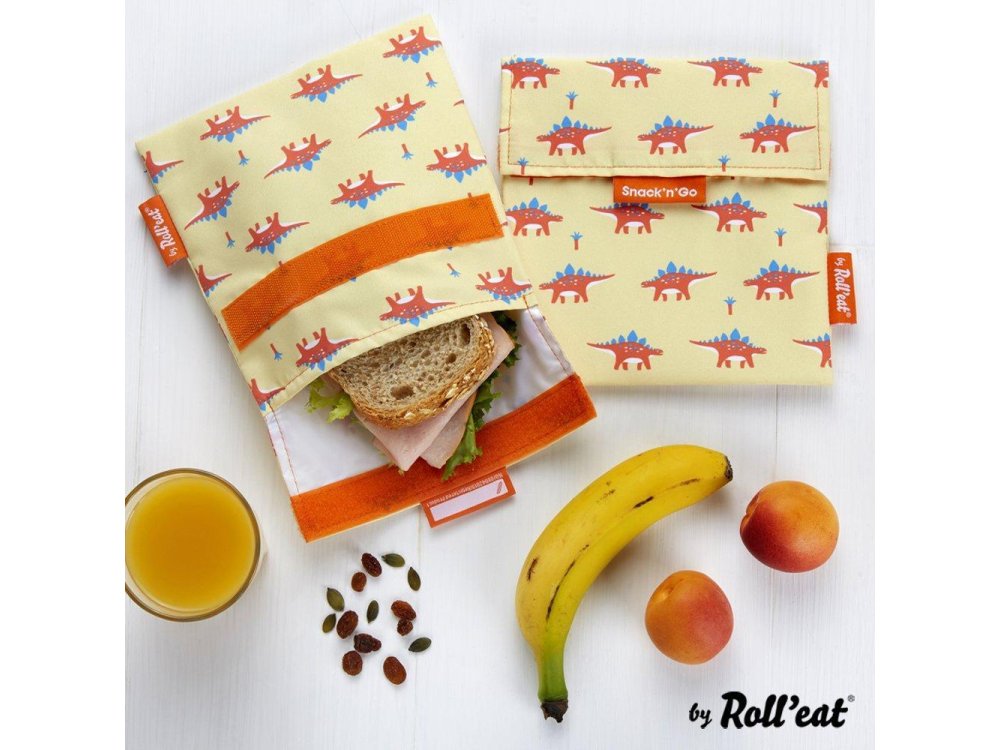 Snack N Go Sandwich Kids Dino, Θήκη μεταφοράς Υφασμάτινο Τσαντάκι Φαγητού, 1τμχ