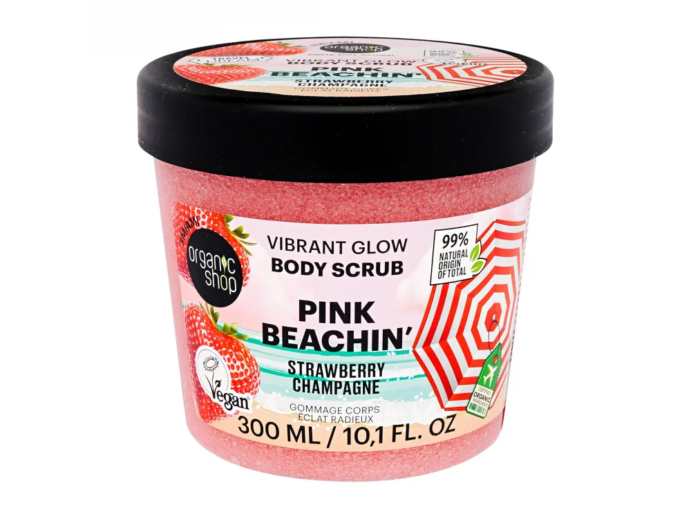Organic Shop  by Natura Siberica Travel Dream Vibrant Glow Pink Beachin' Body Scrub Απολεπιστικό Σώματος με Φράουλα 300ml