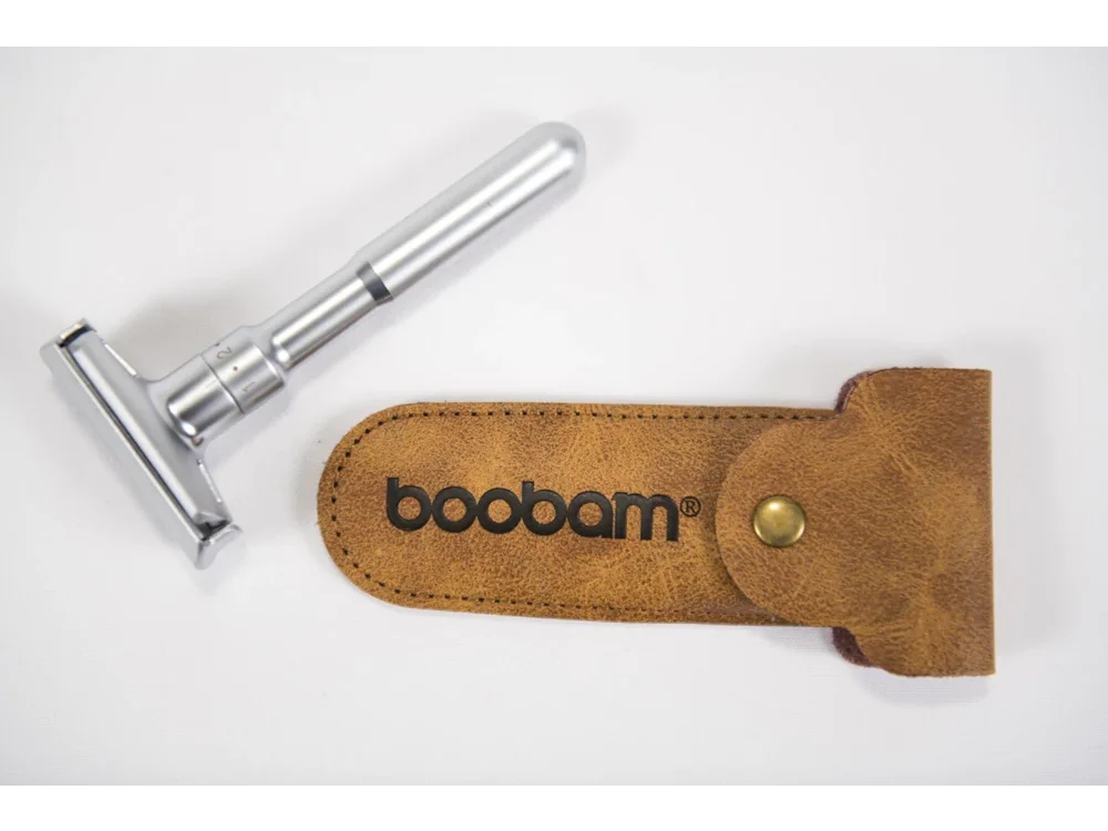 Boobam Razor Genuine Leather Pouch Brown, Δερμάτινη Θήκη για την Ξυριστική μηχανή Razor