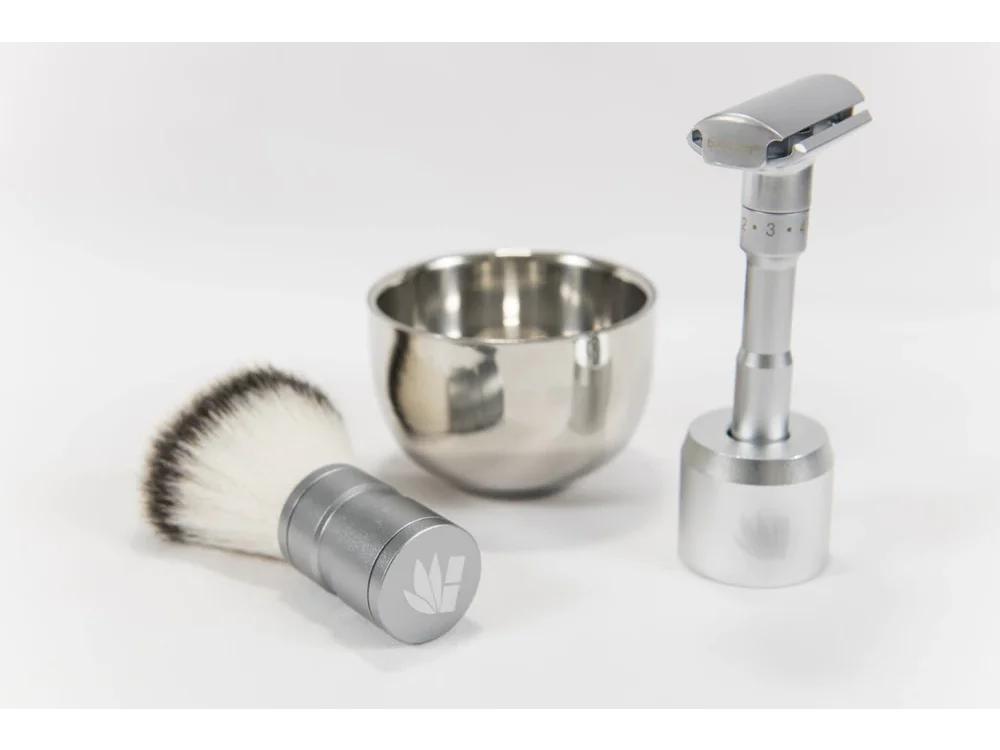 Boobam Shaving Brush & Bow, Βούρτσα Ξυρίσματος & Μπολ, Silver