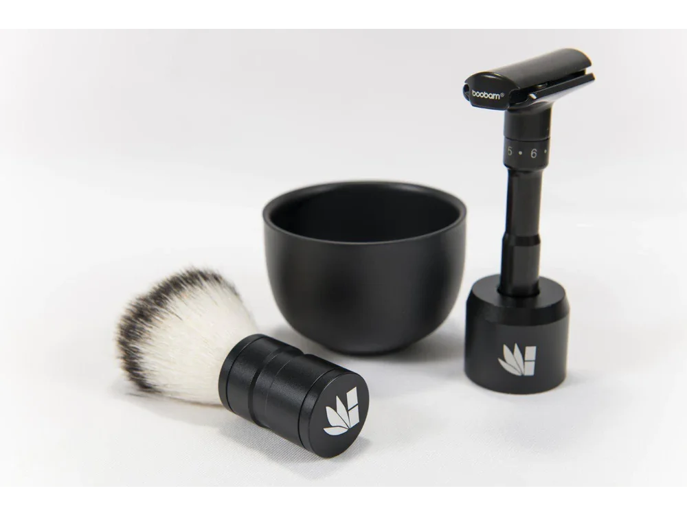 Boobam Shaving Brush & Bow, Βούρτσα Ξυρίσματος & Μπολ, Black
