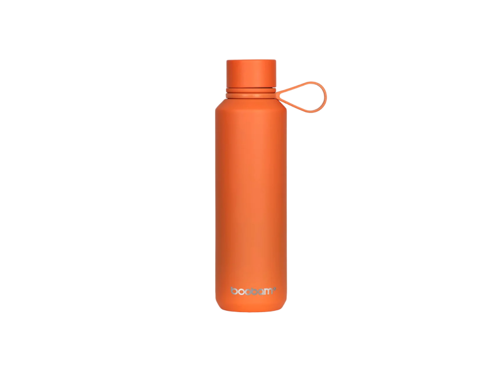 Boobam Bottle sleek, Ανοξείδωτο Μπουκάλι Θερμός με Καπάκι Grip, Sunrise Orange, 600ml
