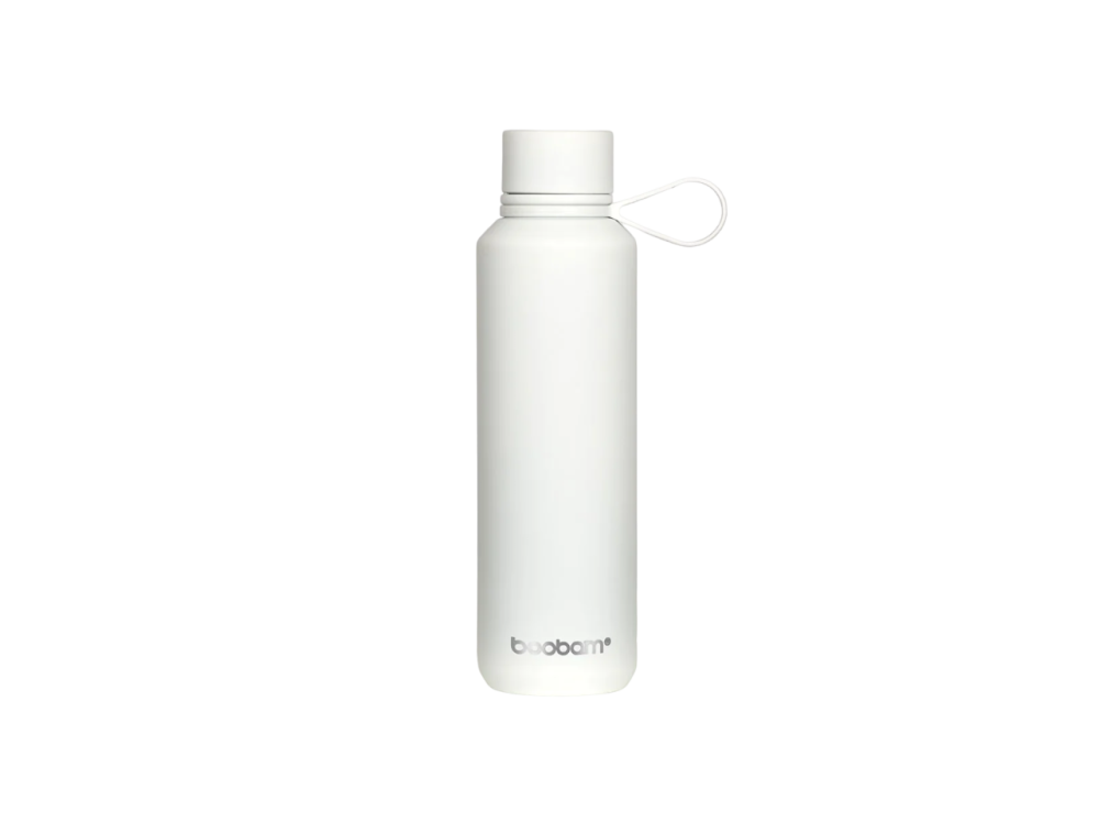 Boobam Bottle sleek, Ανοξείδωτο Μπουκάλι Θερμός με Καπάκι Grip, Cotton White, 600ml