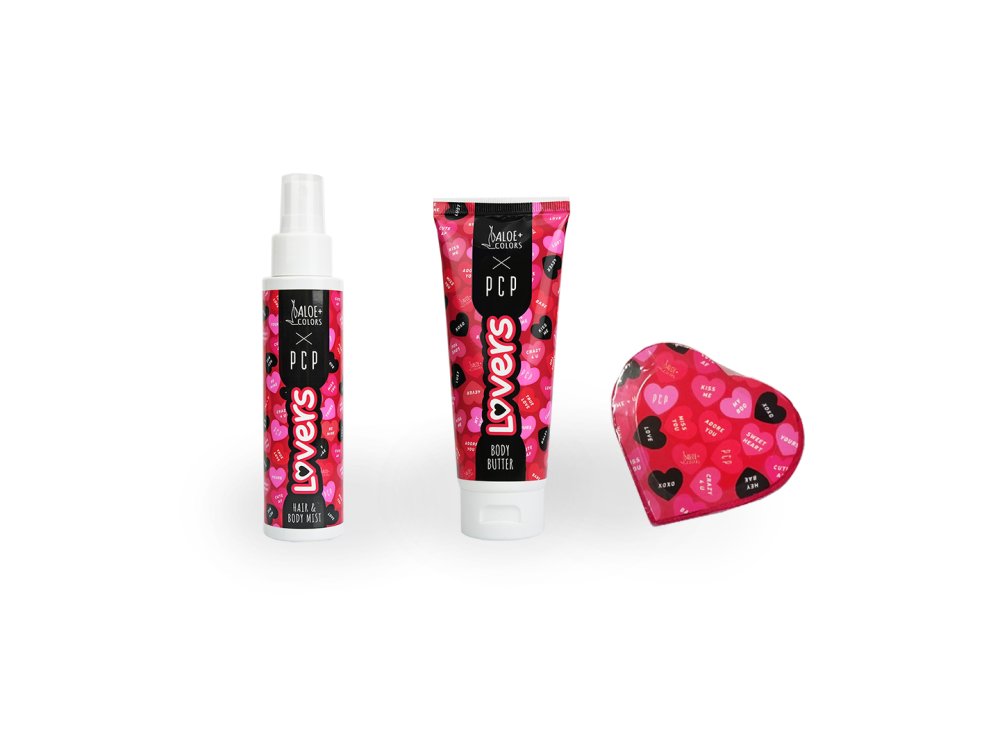 Aloe+Colors Gift Set Lovers! Body Butter, 100ml & Hair-Body Mist, 100ml & Δώρο μια Πετσέτα, 1 σετ