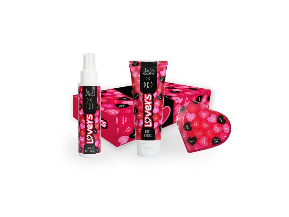Aloe+Colors Gift Set Lovers! Body Butter, 100ml & Hair-Body Mist, 100ml & Δώρο μια Πετσέτα, 1 σετ