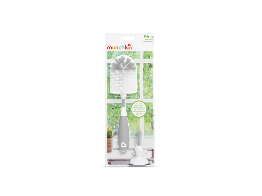 Munchkin Bristle Bottle Brush Grey, Βούρτσα Καθαρισμού Μπιμπερό Γκρί, 1τμχ