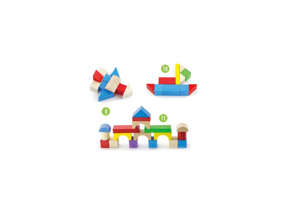 New Classic Toys Building Blocks in a Drum 18m+, Πολύχρωμα Ξύλινα τουβλάκια, 100pcs