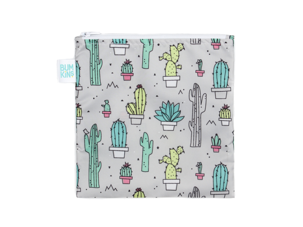 Bumkins Snack Bag Cacti, Σακουλάκι Φαγητού Επαναχρησιμοποιούμενο (18x18) Large, 1τμχ