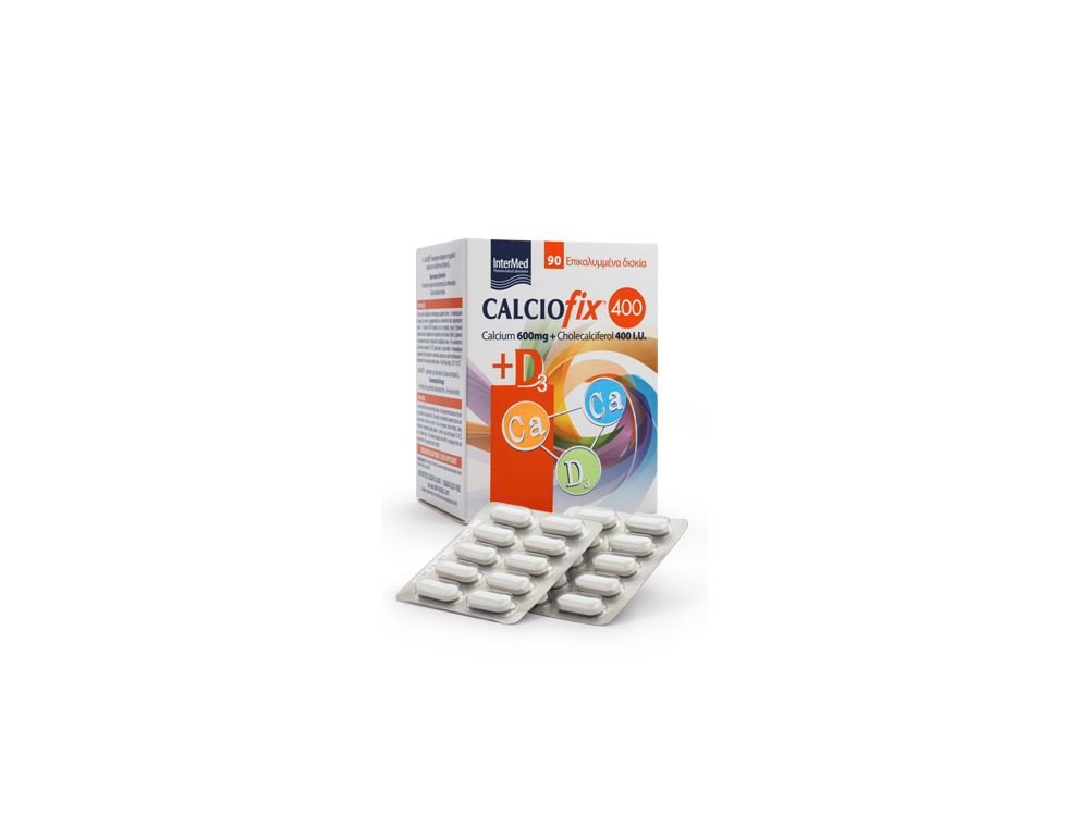 InterMed CalcioFix 400, Καταπινόμενα Δισκία 600mg Ασβεστίου + 400IU D3, 90τμχ