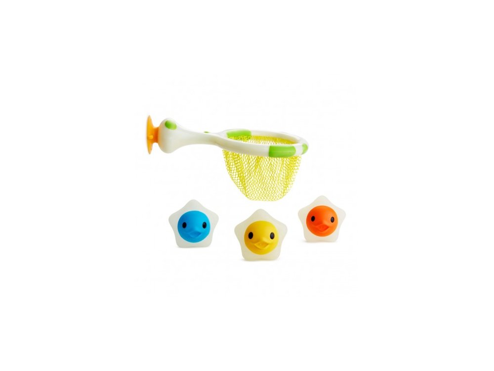 Munchkin Catch & Score Glow in the Dark, Απόχη με βεντούζα & 3 αστέρια που γίνεται μπασκέτα στο Μπάνιο, 1τμχ