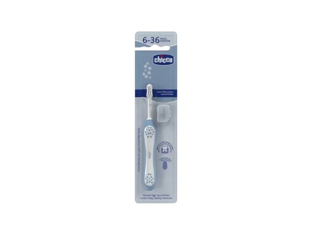 Chicco First Milk Teeth Οδοντόβουρτσα Σιέλ για 6-36 μηνών, 1 τμχ