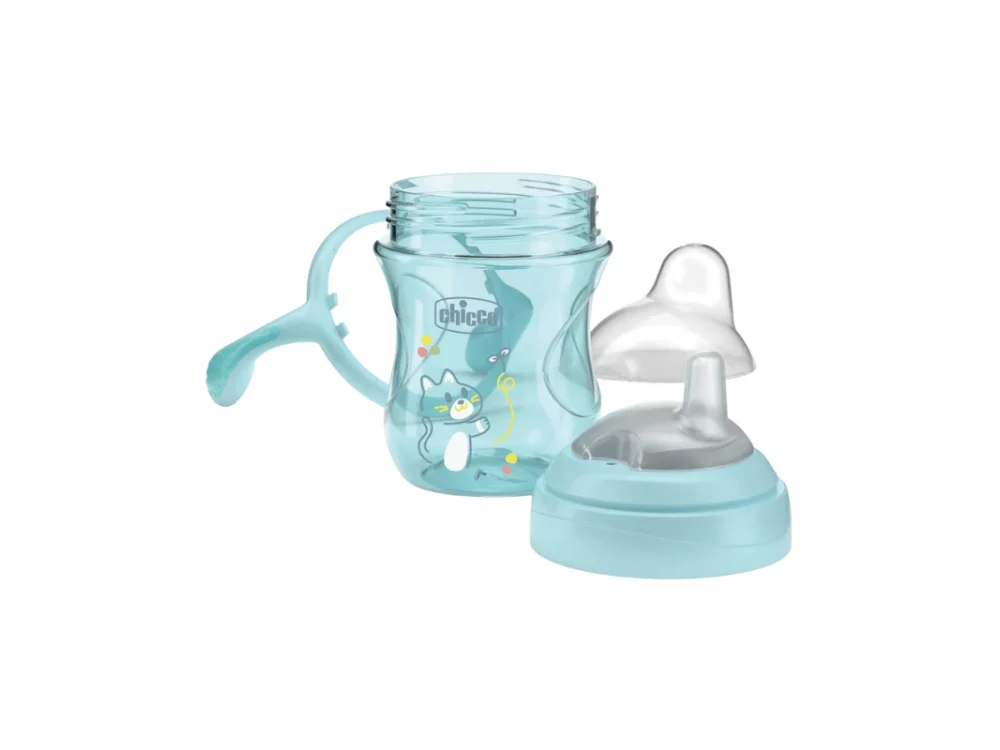 Chicco Training Cup Εκπαιδευτικό Ποτήρι-Κύπελλο Με Μαλακό Στόμιο Για 4m+, Βεραμαν, 200ml