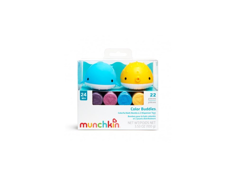 Munchkin Color Buddies, Μπουγελόφατσες μπάνιου σε σχέδια ζωάκια που αφήνουν πολύχρωμο χρώμα, 2τμχ