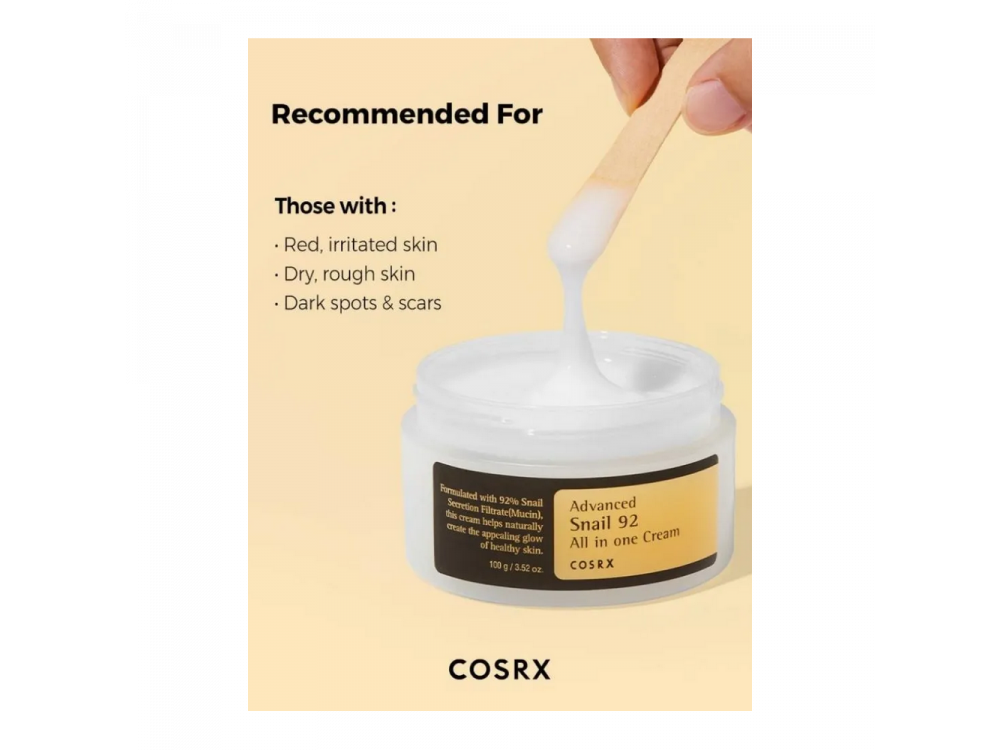 Cosrx Advanced Snail 92 All in one cream Επανορθωτική και ενυδατική κρέμα με σαλιγκάρι, 100g