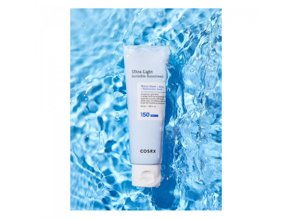 Cosrx Ultra Light Invisible Sunscreen Super λεπτόρρευστο ενυδατικό αντιηλιακό με υψηλή προστασία, 50ml