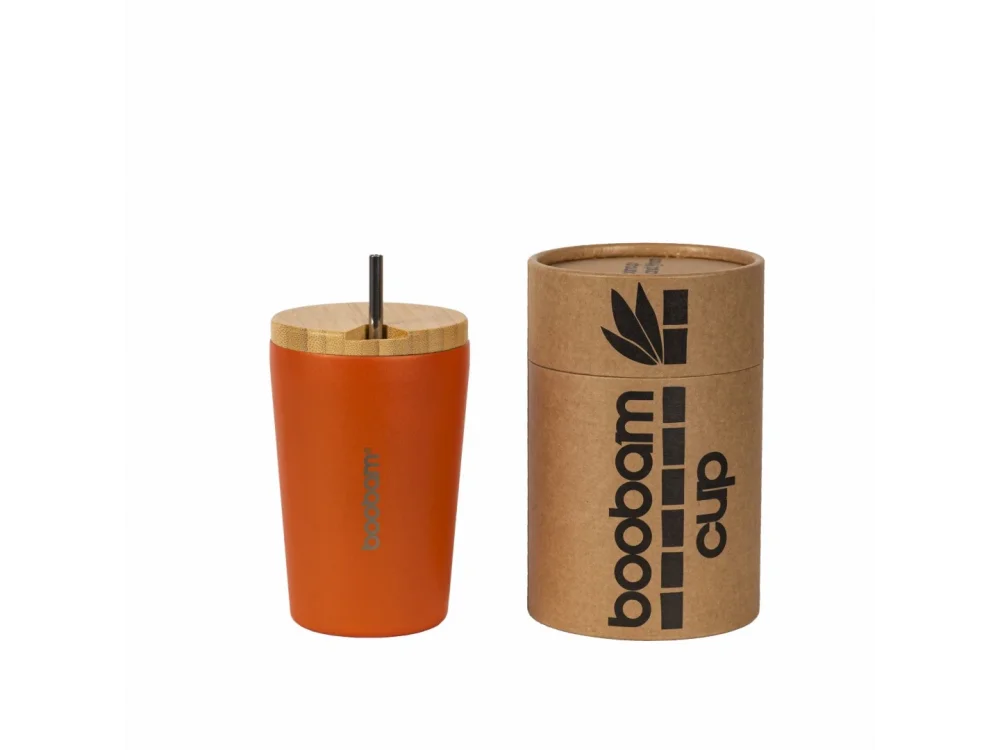 Boobam Cup Ποτήρι Θερμός Πορτοκαλί, 350ml