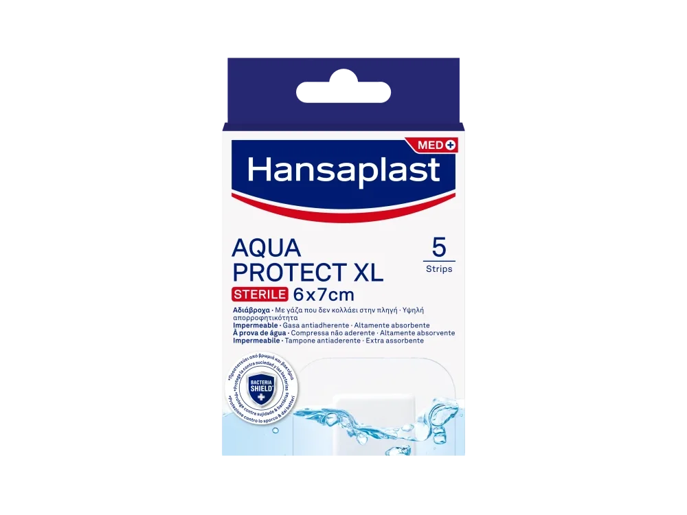 Hansaplast Aqua Protect XL (6x7cm) Μετεγχειρητικά & Μεγάλα Επιθέματα Πληγών, 5τμχ