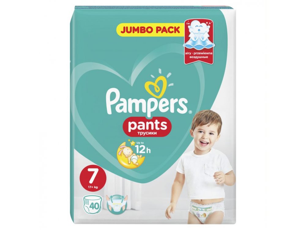 Pampers Pants Jumbo Pack No.7 (Extra Large) 17+ kg Βρεφικές Πάνες Βρακάκι, 40τμχ