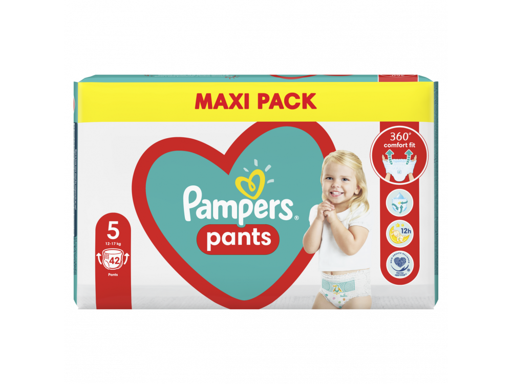 Pampers Pants Maxi Pack No.5 (Junior) 12-17kg Βρεφικές Πάνες Βρακάκι, 42τμχ