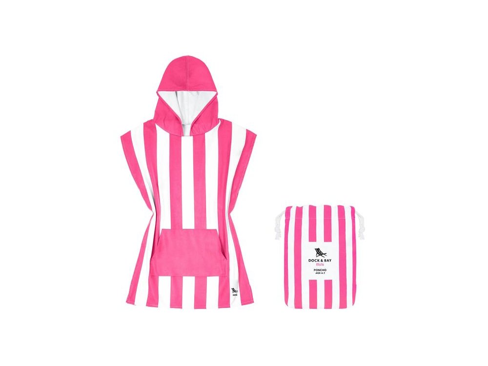 Dock & Bay Παιδικό πόντσο Quickdry, Bondi Pink Microfiber, Small για 4-7 ετών