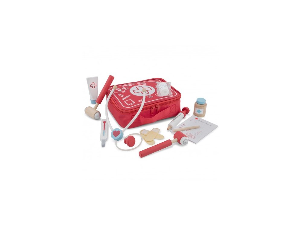 New Classic Toys Educational Doctor set, Βαλιτσάκι Σετ Γιατρού με Ξύλινα εργαλεία 36m+, 1σετ