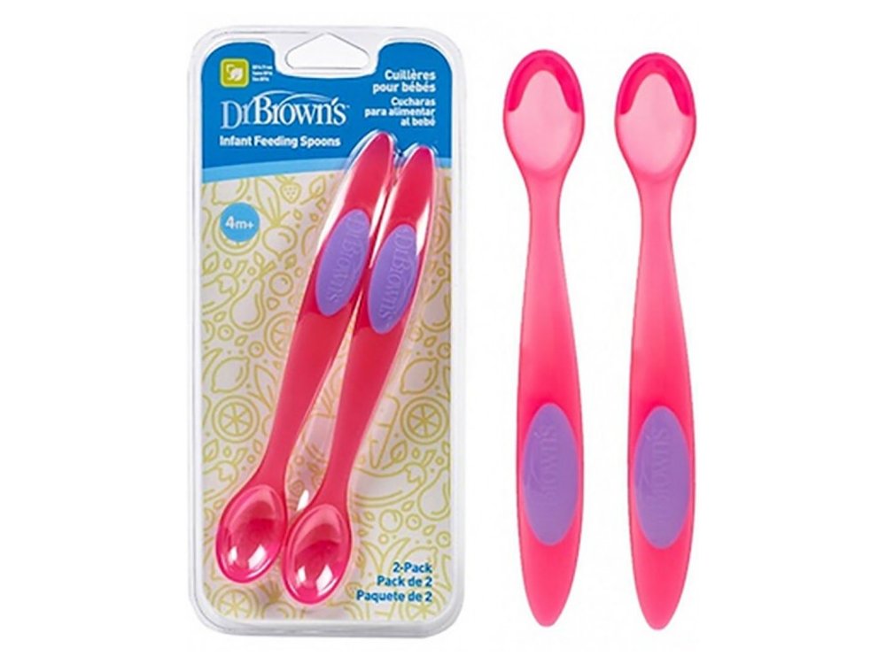 Dr. Brown's Infant Feeding Spoons, 4m+ Βρεφικά Κουταλάκια Ταΐσματος, χρώμα Ρόζ, 2τμχ, TF200