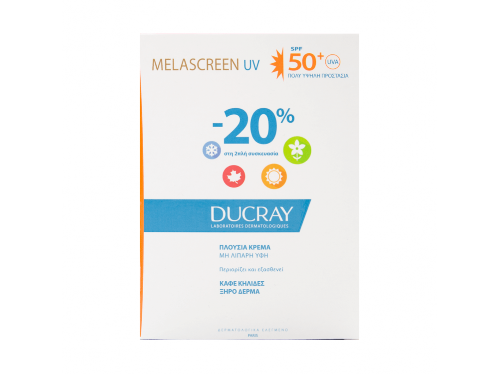 Ducray Promo Melascreen Creme Riche SPF50+ Αντηλιακή Προσώπου για Πανάδες, 2x40ml -20%