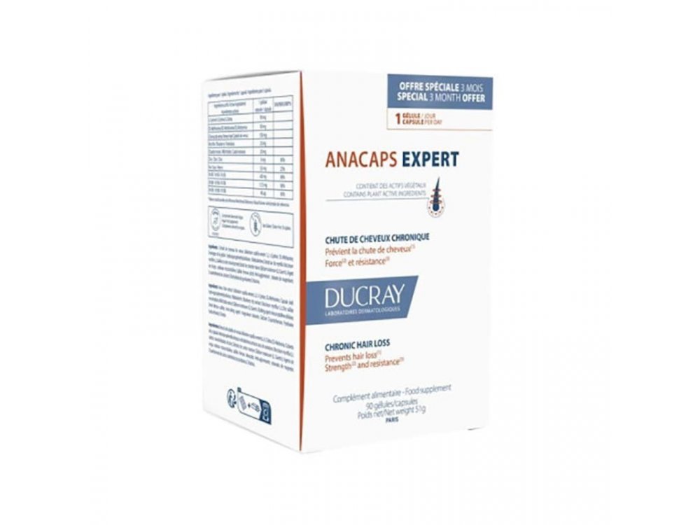 Ducray Promo Anacaps Expert, Συμπλήρωμα Διατροφής κατά της Τριχόπτωσης Προγραμμα 3 Μηνών Δώρο 1 Μήνας, 90caps