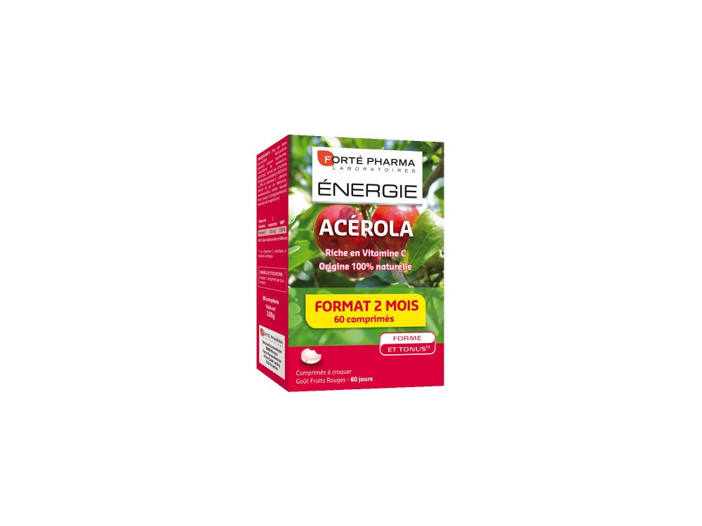 Forte Pharma Energy Acerola Συμπλήρωμα Διατροφής Βιταμίνη C με Τονωτική & Ενδυναμωτική Δράση, 60 Μασώμενα Δισκία