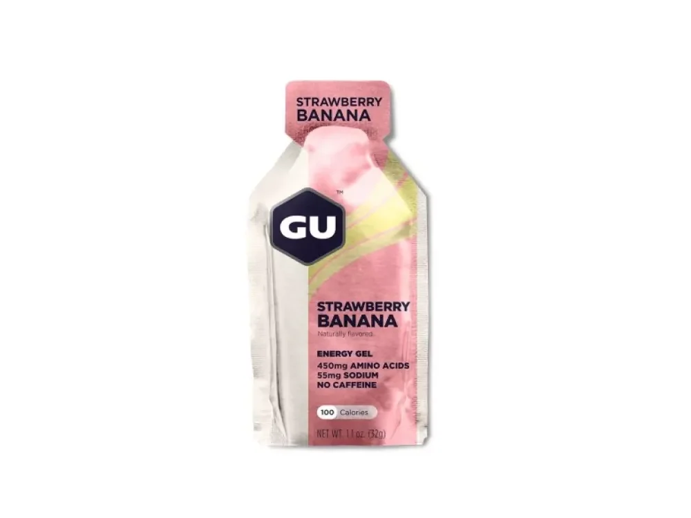 GU Energy Gel Strawberry Bannana Ενεργειακό Gel Υδατανθράκων Χωρίς Καφεΐνη Με Γεύση Φράουλα & Μπανάνα, 32gr
