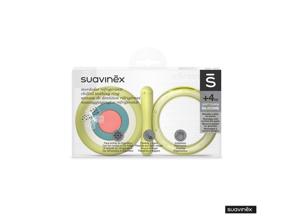Suavinex Κρικος οδοντοφυΐας σιλικόνης Green +4m, 1τμχ