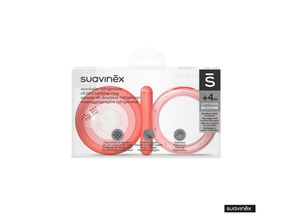 Suavinex Κρικος οδοντοφυΐας σιλικόνης Pink +4m, 1τμχ
