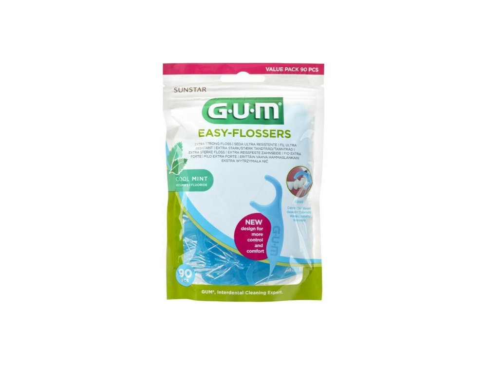 Gum Easy Flossers 890 Οδοντικό Νήμα σε Διχάλες Cool Mint Ελαφρώς Κερωμένο, 90 τεμάχια