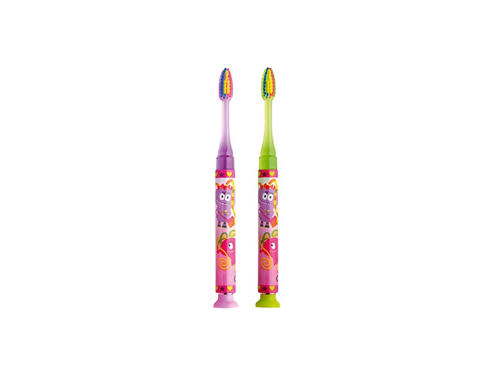 Gum Promo 1+1 Παιδική Οδοντόβουρτσα Junior Light Up, Ροζ-Πράσινη για 5+ ετών, 2τμχ