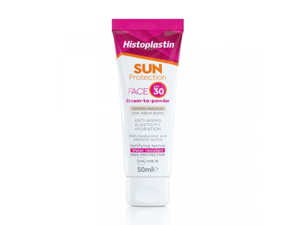 Histoplastin Sun Protection Tinted Face Cream to Powder Medium SPF30 Αντηλιακή Κρέμα Προσώπου με Χρώμα για Καθημερινή Χρήση, 50ml