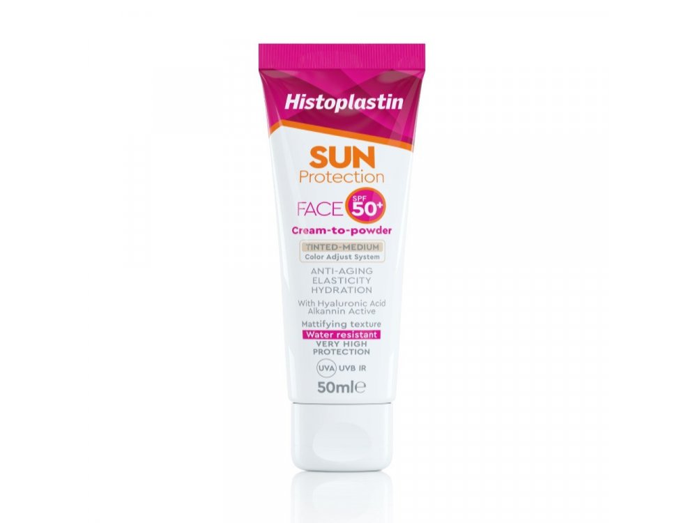 Histoplastin Sun Protection Tinted Face Cream to Powder Medium SPF50 Αντηλιακή Κρέμα Προσώπου με Χρώμα για Καθημερινή Χρήση, 50ml