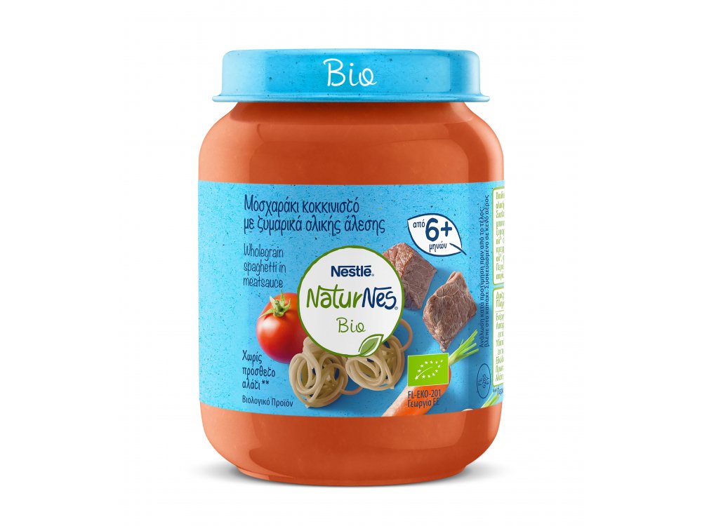Nestle Naturnes Bio Βρεφικό γεύμα Μοσχαράκι Κοκκινιστό & Ζυμαρικά Ολικής Αλεσης 190gr