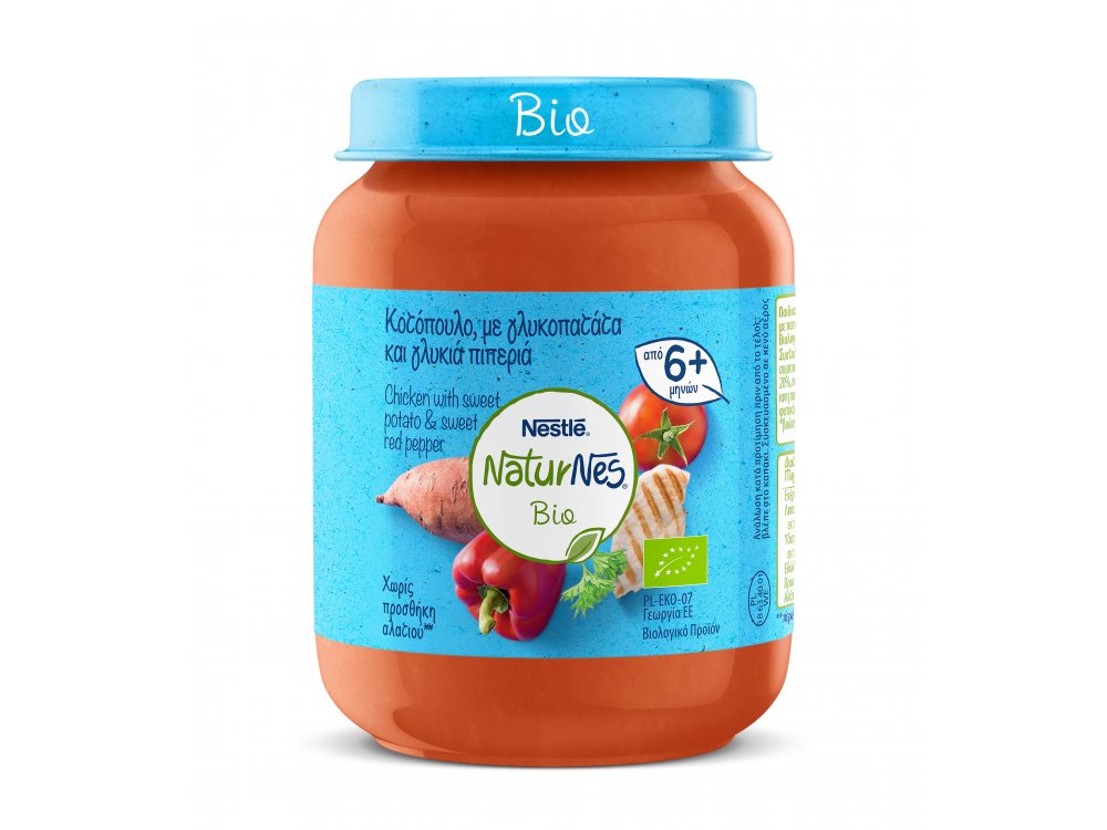 Nestle Naturnes Bio Βρεφικό γεύμα Κοτόπουλο με Γλυκοπατάτα & Γλυκιά Πιπεριά 190gr
