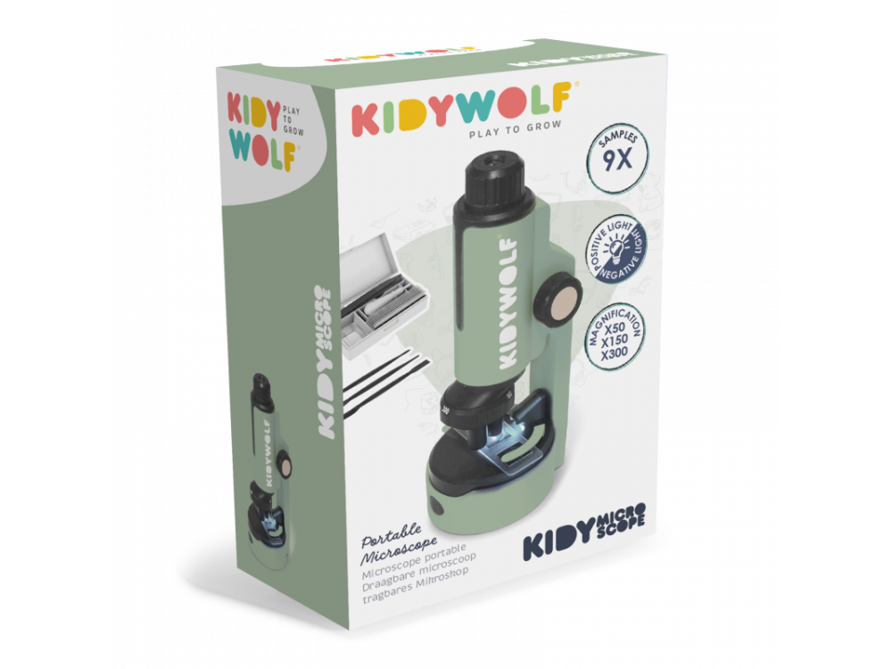 Kidywolf, Παιδικό φορητό μικροσκόπιο με δείγματα & εργαλεία, 1τμχ